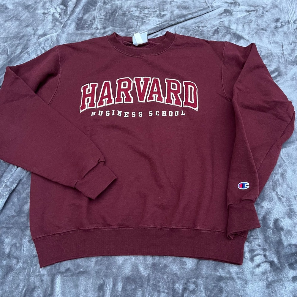 Vintage Champion Eco Harvard Business School Crewneck Sweatshirt Maroon Small